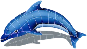 Artistry In Mosaics Dolphin Left with Shadow Porcelain Pool Design 19" x 30"